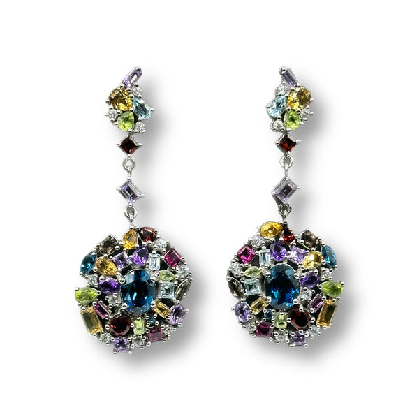 multi gem chandelier earrings
