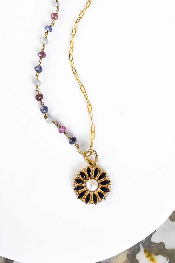 Sapphire Bloom & Diamond Necklace