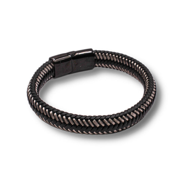 Leather and Metal Braid Bracelet