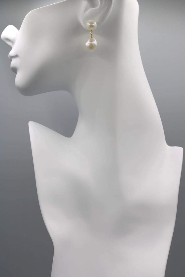 Double Pearl Dangle Earrings - Rodolfo Lugo Jewels USA