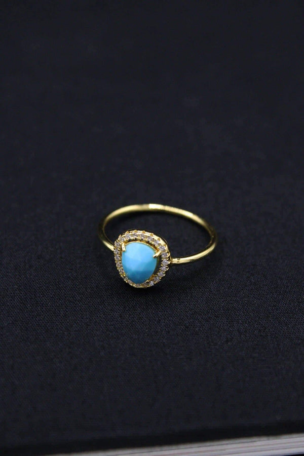 Turquoise & Crystals Ring - Rodolfo Lugo Jewels USA