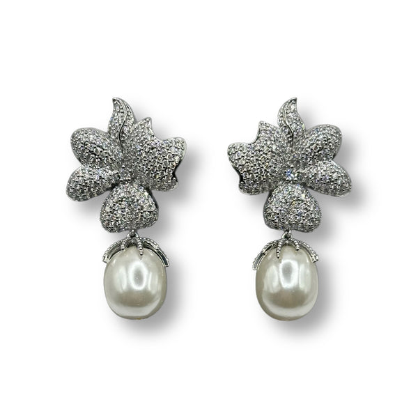 Dangle Pearl Fancy Flower Earring