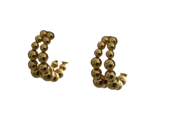Beaded Double Post Hoops