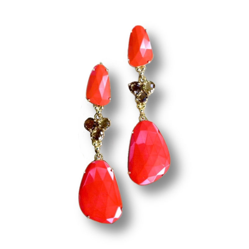 Luxe Coral and Topaz Statement Earrings