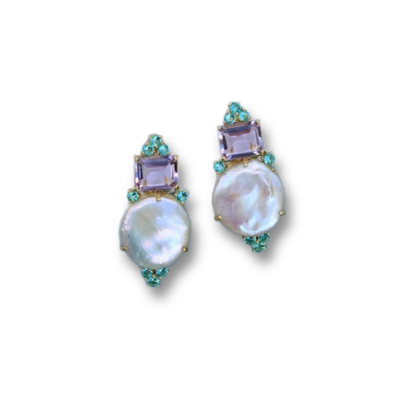 Amethyst & Coin Pearl Luxe Earrings