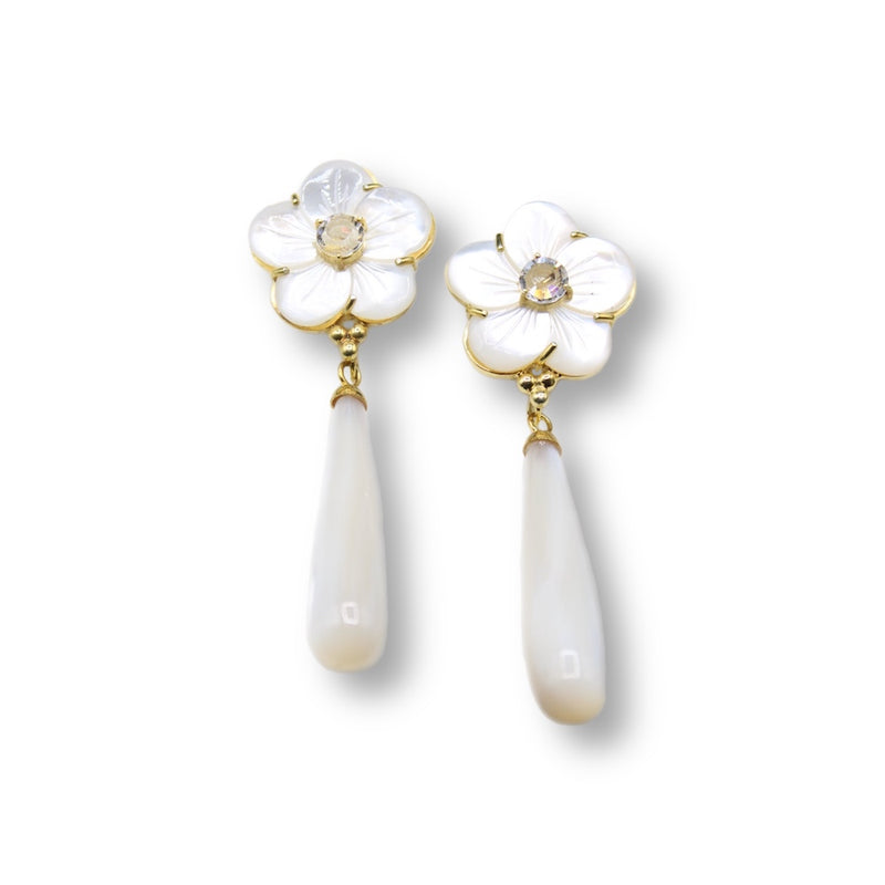 Mother of Pearl Flowers & XL Drop Earrings