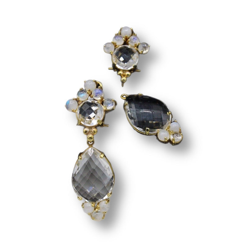 Crystal Quartz & Moonstones 2 in 1 Earrings
