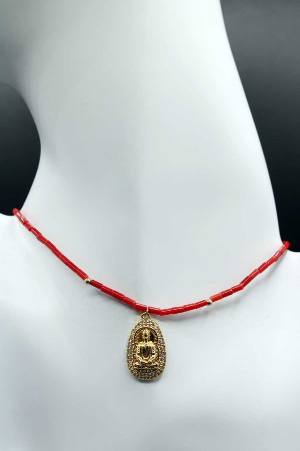 Buddha Charm Red Necklace