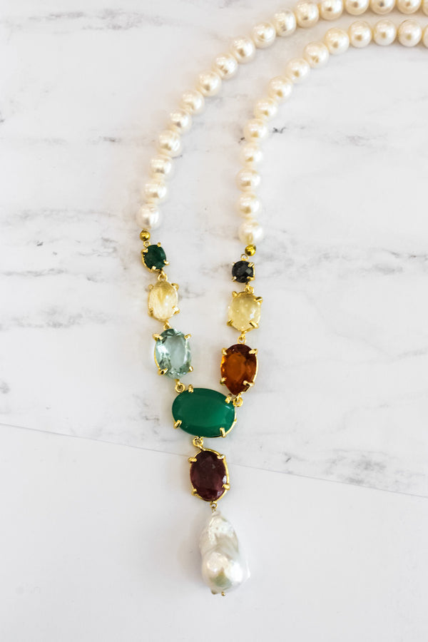Green Onyx Lariat Necklace