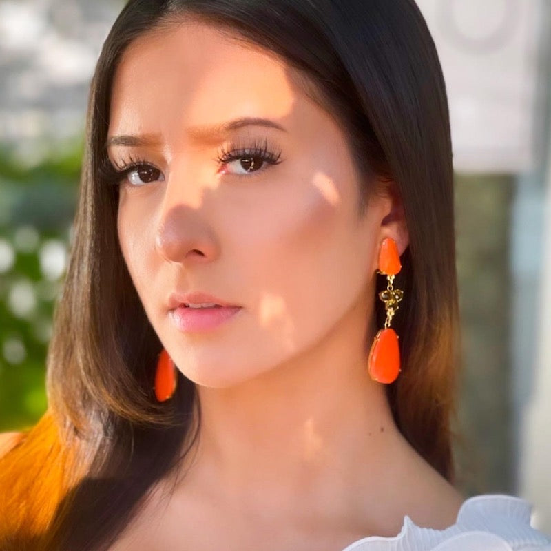 Luxe Coral and Topaz Statement Earrings