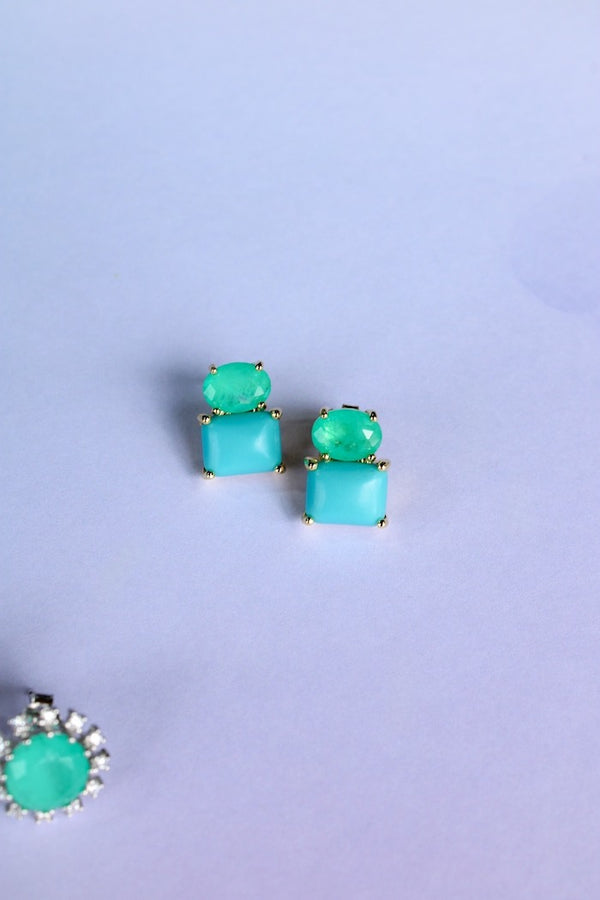 Mint Tourmaline & Turquoise Post Earrings
