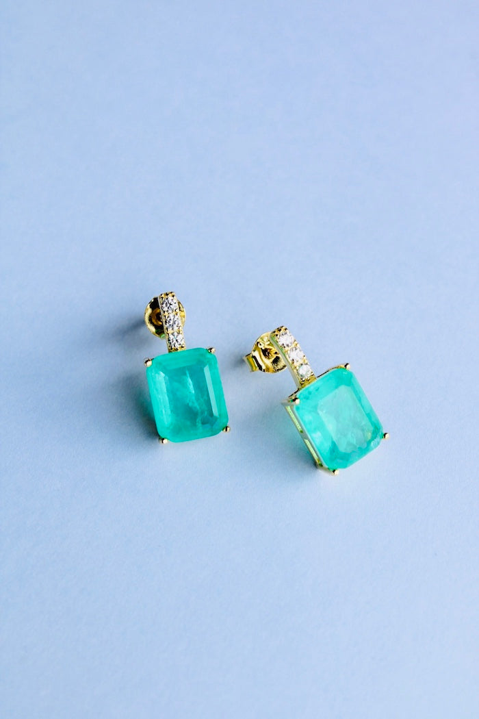 Tourmaline and Crystal Post Earrings