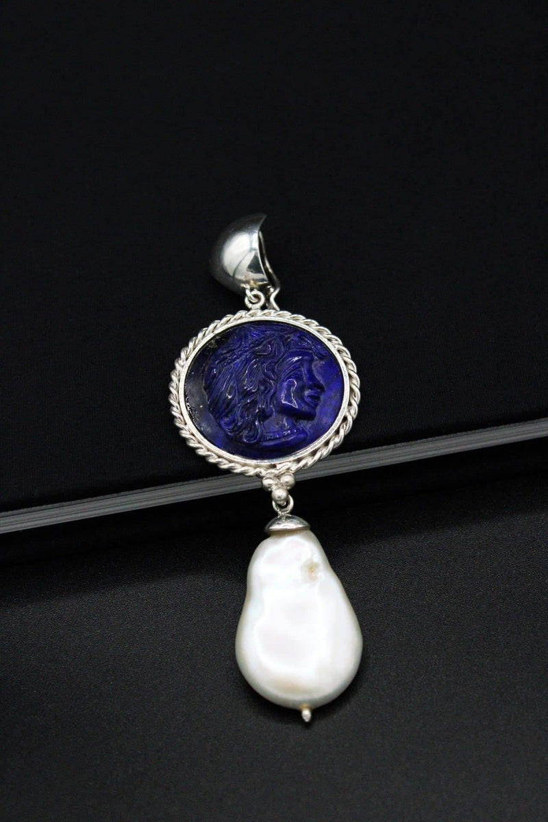 Lapis Lazuli & Pearl Pendant - Rodolfo Lugo Jewels USA