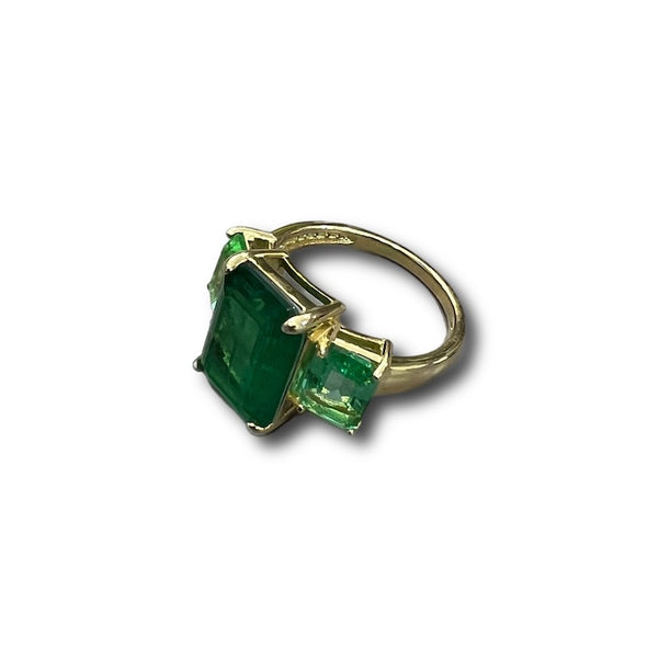 Green Tourmaline 3-Stone Ring