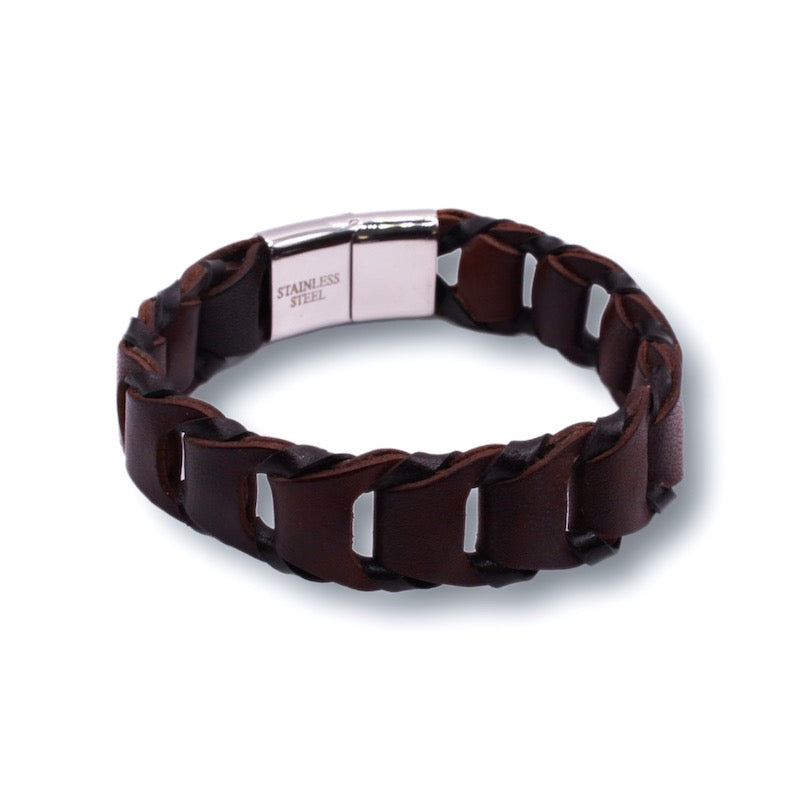 2-Tone Leather Braid Bracelet
