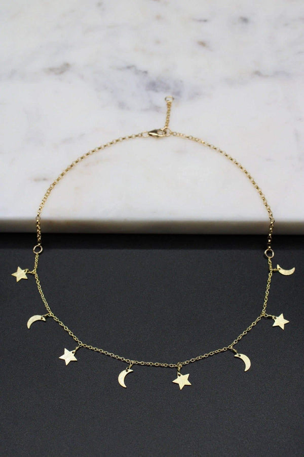 Moon & Star Choker Necklace - Rodolfo Lugo Jewels USA
