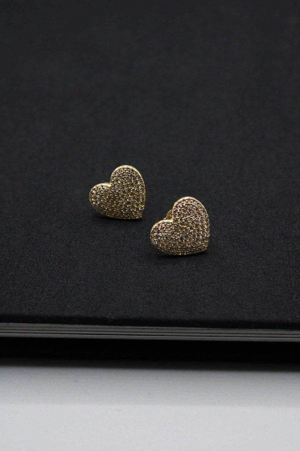 Pave Heart Post Earrings - Rodolfo Lugo Jewels USA