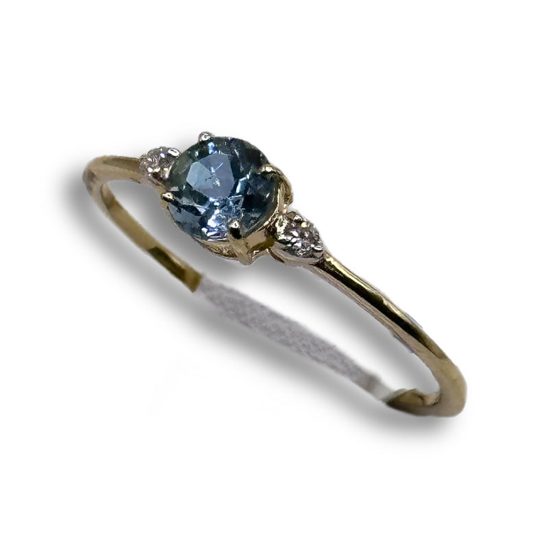Aquamarine & Diamond Dainty Ring