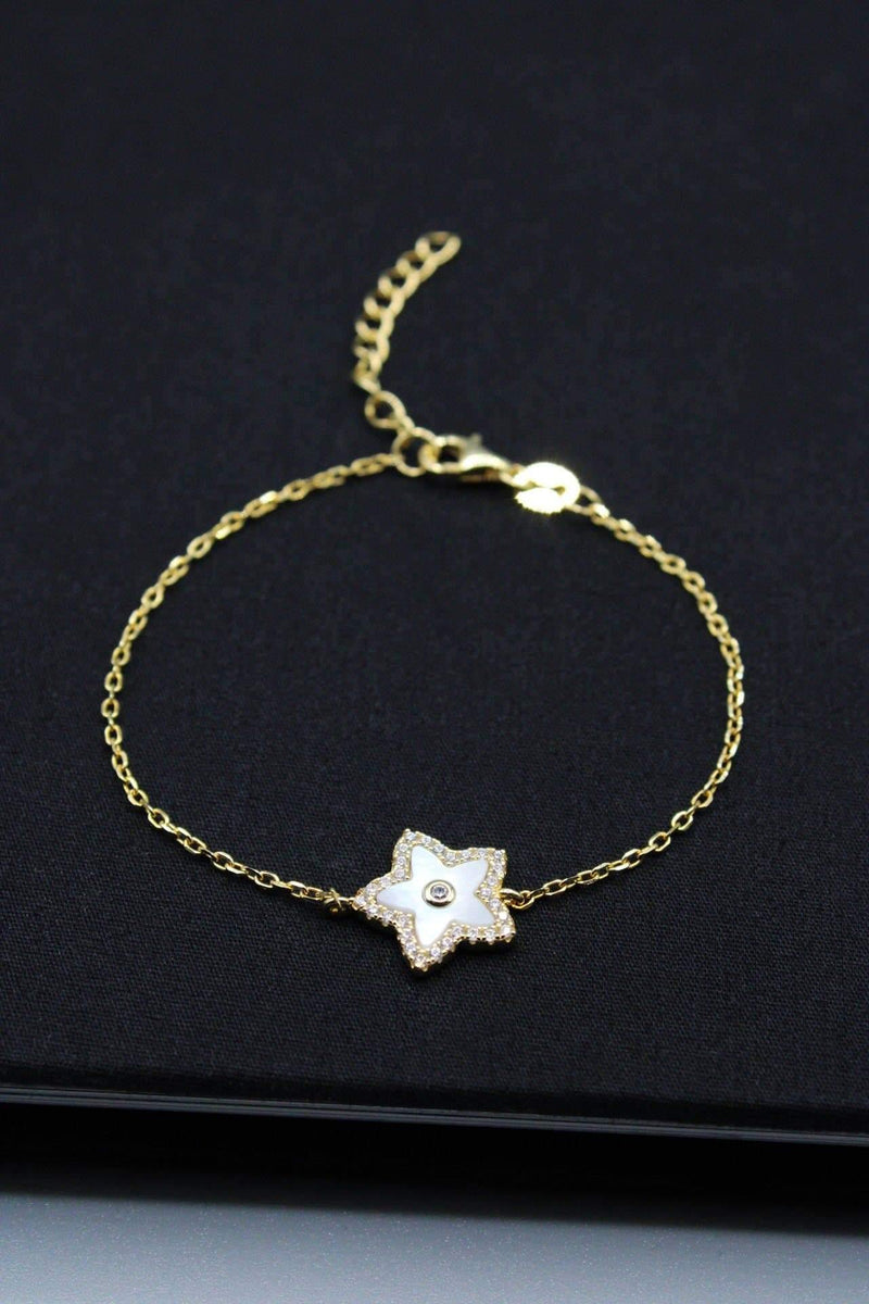 Mother of Pearl Star Chain Bracelet - Rodolfo Lugo Jewels USA