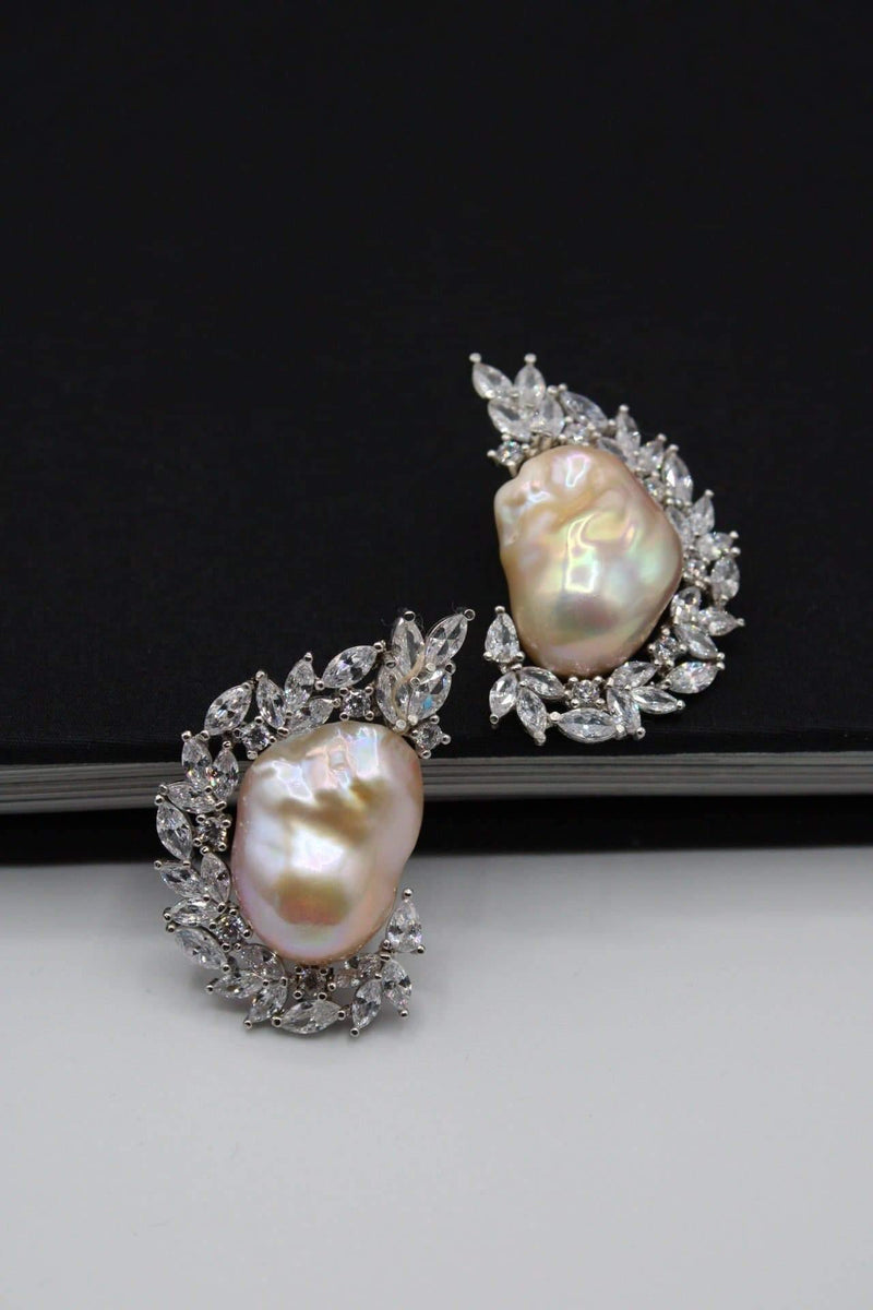 Pink Baroque Pearl Statement Earrings - Rodolfo Lugo Jewels USA