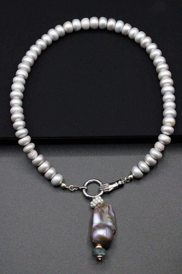Grey Pearl Interchangeable Locket Necklace - Rodolfo Lugo Jewels USA