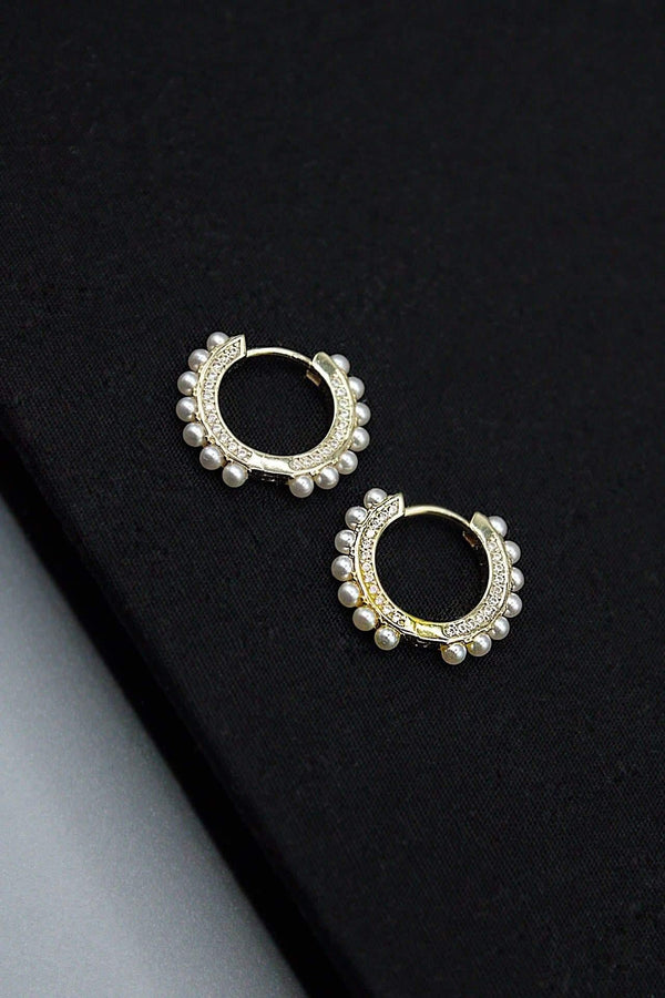 Pearls & Crystals Mini Hoops - Rodolfo Lugo Jewels USA