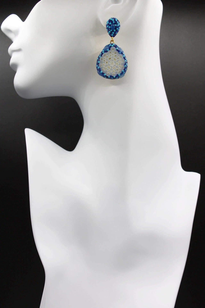 Mother Of Pearl Medallion Earrings - Rodolfo Lugo Jewels USA