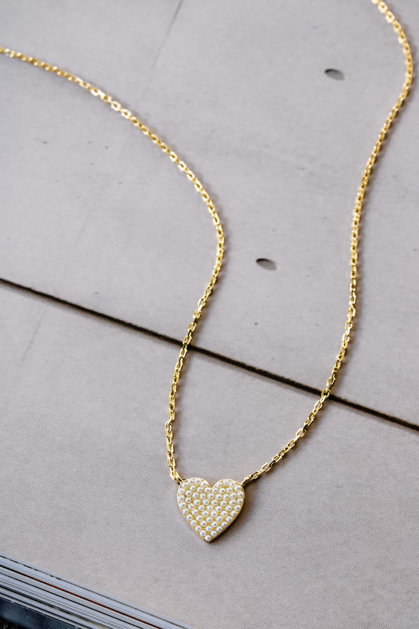 Pearl Pave Heart Chain