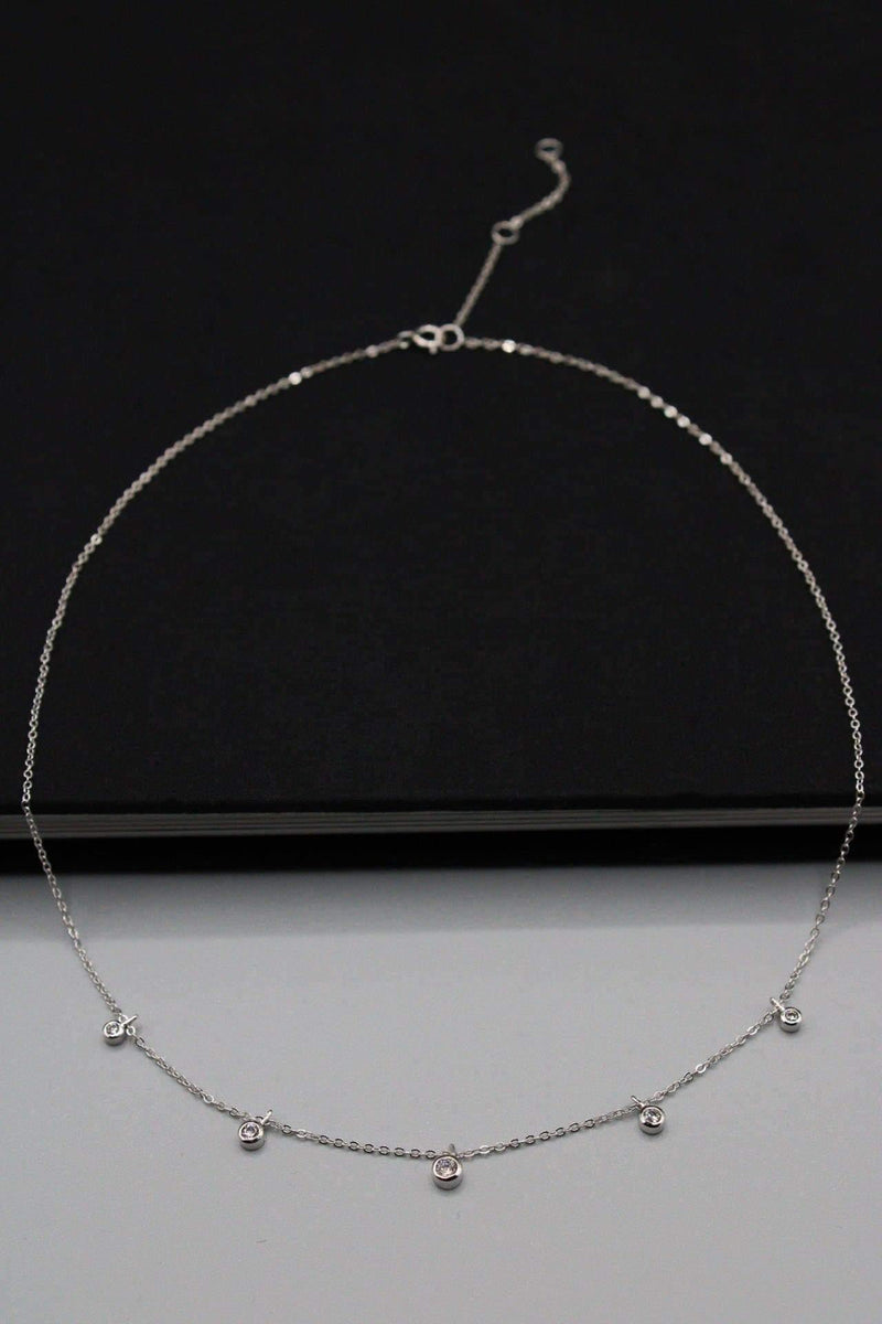 Silver Crystal Charms Chain Necklace - Rodolfo Lugo Jewels USA