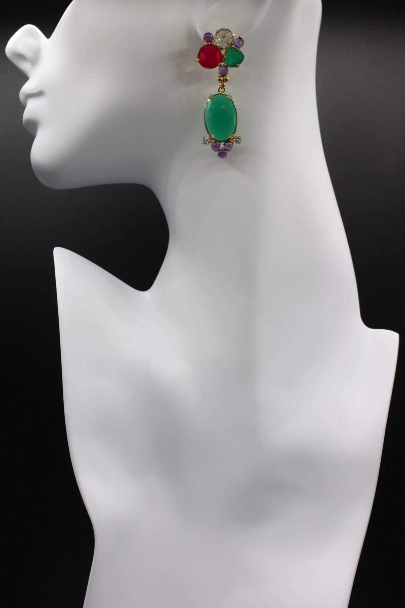 Green Luxe 2 in 1 earrings - Rodolfo Lugo Jewels USA