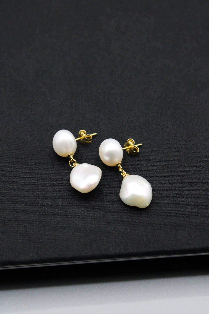 Double Pearl Dangle Earrings - Rodolfo Lugo Jewels USA