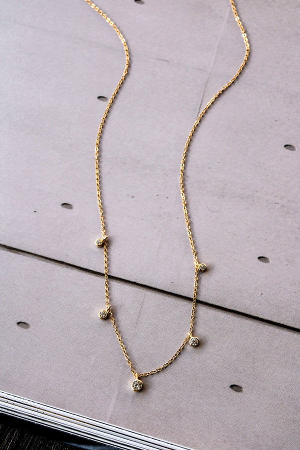 Golden Crystal Charm Necklace